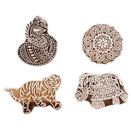 Set of 4 Piece New Mix Wooden Printing Block